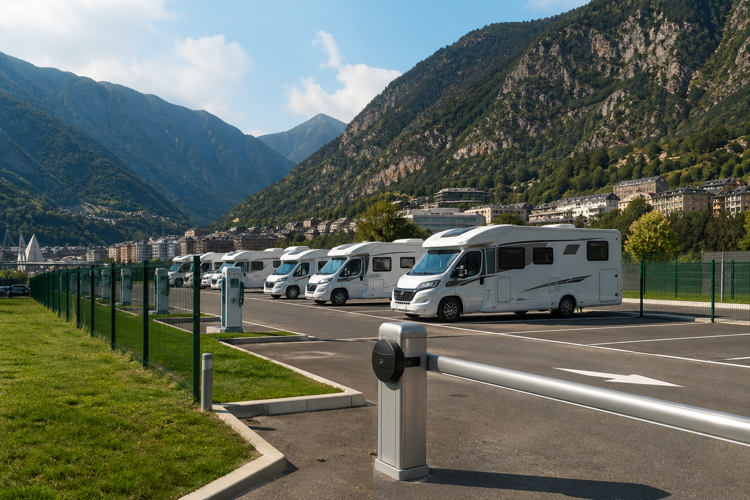 Barrière d'accès et aire de camping-cars en Andorre gérée par AX Area Camper
